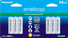 Panasonic eneloop AA and AAA 2100 Cycle Ni-MH Pre-Charged Rechargeable  Batteries Bundle (12 Pack of Each)